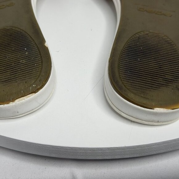 VTG 90s Y2K Bebe Beige Monogram Slide Sandals White Leather Flats Women’s 7.5 - Picture 8 of 9